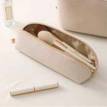 1pc Waterproof Multi-Functional Toiletry Bag Makeup Organizer With Brush Container - Beige - View 10