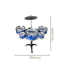 1pc Realistic Jazz Drum Set With 5 Drums, Children Educational Plated Mock Drum Percussion Toy - Rose Red - View 2