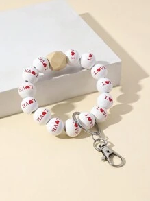 情人节新品可爱钥匙扣和手链 DIY 手工木珠手链钥匙扣套装 1 件木制爱心唇形钥匙扣创意礼物，适合情侣和朋友庆祝节日和周年纪念日，也是送给女朋友和节日礼物的理想创意礼物。适合作为手机、汽车钥匙和其他物品的配件 - 彩色 - 查看 14