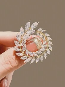 1入女性高級精緻胸前花形胸針,防光扣領套服裝,高級配飾,日常穿著 - 金色 - 查看 3