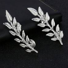 2pcs Popular Gold/Silver Tree Leaves Brooch, Shirt Collar Clip For Men And Women - Silver - View 4