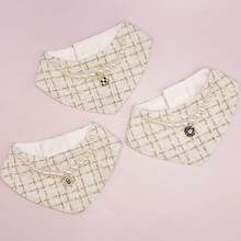 寵物口水巾搭配白色鎖扣,設計優雅高貴,適合貓狗 - 白色 - 查看 3