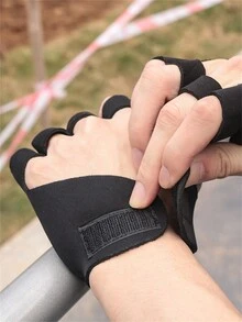 1對男女健身運動手套半指騎行防護手掌手套,透氣,防滑,適用於運動、攀岩、騎車、瑜伽 - 黑色 - 查看 7