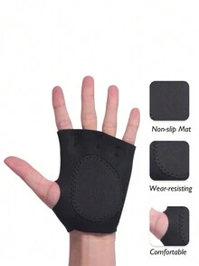 1對男女健身運動手套半指騎行防護手掌手套,透氣,防滑,適用於運動、攀岩、騎車、瑜伽 - 黑色 - 查看 5