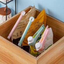 1入/4入組食品封口袋夾,帶倒口的食品封口夾,廚房薯片袋夾,塑料瓶蓋封口夾,廚房食品收納組織 - 粉色 - 查看 5