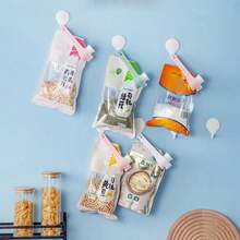 1入/4入組食品封口袋夾,帶倒口的食品封口夾,廚房薯片袋夾,塑料瓶蓋封口夾,廚房食品收納組織 - 粉色 - 查看 6