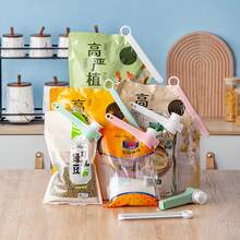 1入/4入組食品封口袋夾,帶倒口的食品封口夾,廚房薯片袋夾,塑料瓶蓋封口夾,廚房食品收納組織 - 粉色 - 查看 4