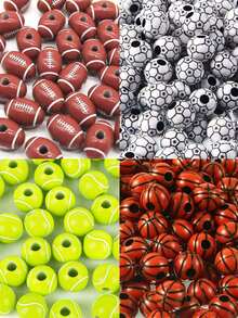 20入流行丙烯酸珠,適用於籃球,足球,棒球,網球主題手鏈製作,適用於日常時尚搭配和節日禮物 - 彩色 - 查看 1