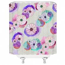 1入組花卉淋浴簾,色彩繽紛的雛菊浴室淋浴裝飾,配有掛鉤 - 彩色 - 查看 3