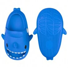 Girls Shark Slippers Boys Summer Cloud Sliders Sandals Cute Soft Lightweight Anti-Slip Beach Pool Shower Shoes Indoor Outdoor - 寶藍色 - 查看 6
