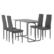 5-Piece Rectangle Dining Table Set With Metal Frame, Tempered Glass Dining Table For Kitchen Room