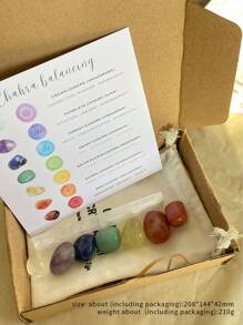 1 Set Healing Crystal Tumbled Stones Gypsum Thin Section Seven Chakra Healing Stone Kit Meditation Stones Home Decoration Christmas Gift