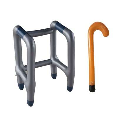 1 Set Inflatable Walker + Crutch, PVC New Year Game Prop, Exercise, Personalized Gift, Fun Gift, Gag Prop, Creative Toy, Party Decoration