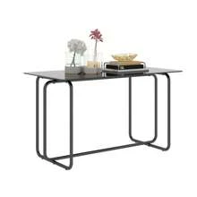 5-Piece Rectangle Dining Table Set With Metal Frame, Tempered Glass Dining Table For Kitchen Room