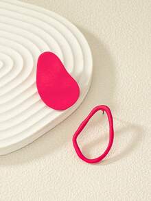 1對時尚流行極簡a/b設計耳環,適用於女性日常佩戴 - 紅色 - 查看 2