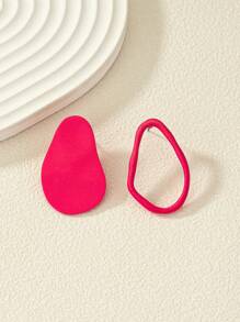 1對時尚流行極簡a/b設計耳環,適用於女性日常佩戴 - 紅色 - 查看 1