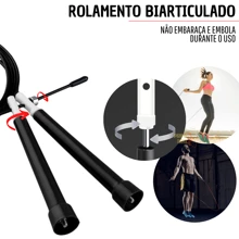 Corda De Pular Crossfit Speed Rope Rolamento Profissional Fit - Preto - Visão 3