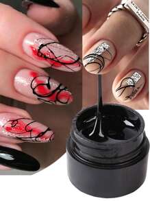 1 件裝蜘蛛 Uv 凝膠美甲拋光清漆線條設計創意繪畫拉絲凝膠 Diy 美甲裝飾 - 黑色 - 查看 2