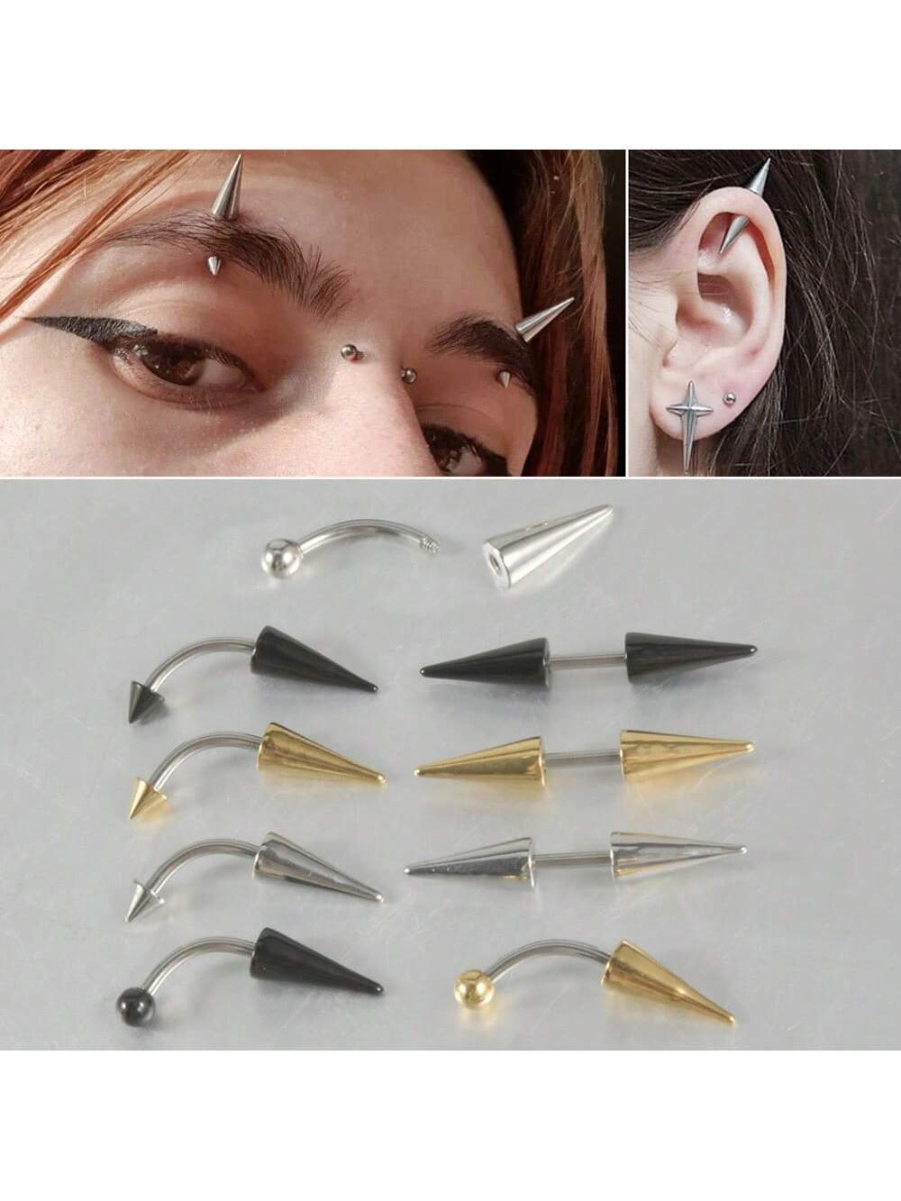 1 Pc Stainless Steel Spike Eyebrow Piercing Jewelry Curved Barbell Vertical Labret Lip Rings Spike Tragus Helix Earrings Rook Nose Bridge Rings For Women Men for Sale Australia New Collection Online S...
