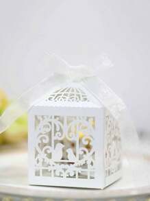 10 Piezas Caja De Dulces Para Regalo De Fiesta De Bodas / Cumpleaños, Caja De Regalo Para Fiestas - Blanco - Ver 1