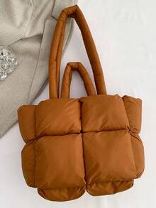 2023 New Autumn/Winter Large Volume Brown Casual Shoulder Bag, Tote Bag For Daily Use, Handbag - Brown - View 3