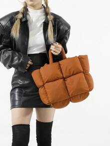 2023 New Autumn/Winter Large Volume Brown Casual Shoulder Bag, Tote Bag For Daily Use, Handbag - Brown - View 2