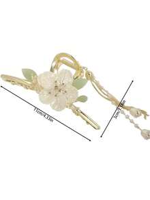 1個新款綠葉六瓣花和流蘇髮夾,復古髮飾 - 03 - 查看 6