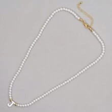 1PC Faux Pearls Stack Jewelry Handcrafted Elegant Fashion A-Z Shell Letters Boho 2024 New Beaded Necklaces For Women - Multicolor - View 20