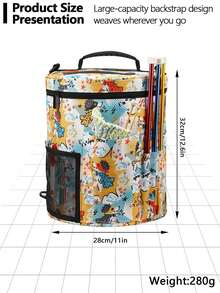 1入組印花圖案創意織品收納袋，多種款式可選，聚酯纖維製作的筒形袋，適用於儲存製作工具、家居日常用品、聖誕節和復活節的空收納袋 - 彩色 - 查看 4