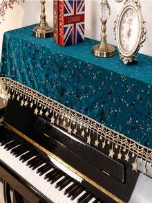 鋼琴防塵罩,半罩式鋼琴布套,帶有豪華、歐洲簡約、現代和美式時尚感 - 綠色 - 查看 2