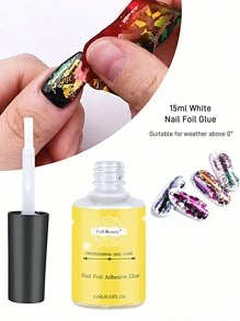FULL BEAUTY 1 件铝箔转移凝胶超粘胶水适用于铝箔美甲透明抛光半永久性清漆印花美甲包装