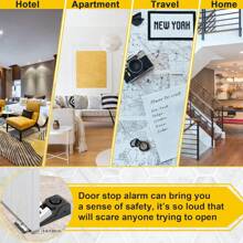 120db 大音量門吸警報器,具有 3 種模式,適用於飯店、家庭安全、公司、倉庫、公寓、防盜門警報器（黑色,1 件） - 黑色 - 查看 7