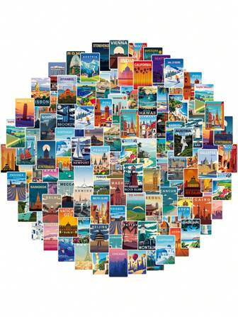 108pcs Scenery Posters Magazine Style Vintage Journal Material Collage Photo Sticker Pack Back To School