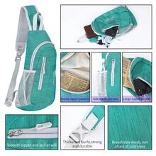 斜挎包、单肩包、斜挎包、轻便胸包、带卡夹、男女徒步旅行背包、户外旅行运动多用途单肩包 - 綠色 - 查看 4