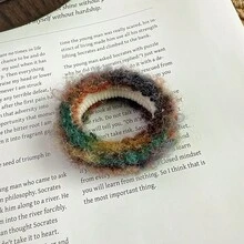 1pc Women's Highly Attractive Plush Hair Tie With Candy Colors Towel Ring Design, Elastic Hair Band,Ponytail Holder Headwear Hair Accessories - Multicolor - View 5