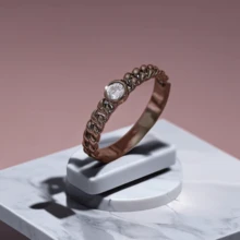 1pc Unique Vintage Lock & Chain Copper Ring With Cubic Zirconia - Perfect Gift For Boyfriend/Girlfriend - Retro - View 9