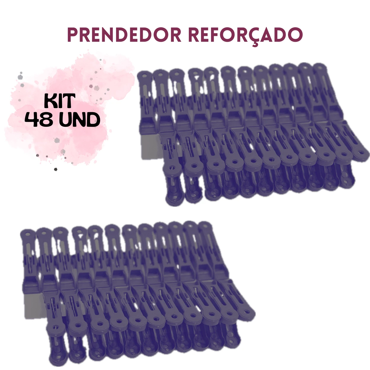 48 Pregadores Reforçados de Roupa para varal - KIT 48und Prendedor Reforçado de Roupa