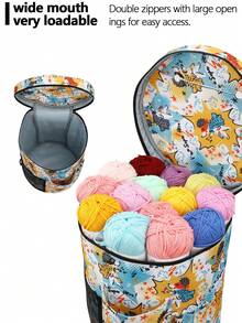 1入組印花圖案創意織品收納袋，多種款式可選，聚酯纖維製作的筒形袋，適用於儲存製作工具、家居日常用品、聖誕節和復活節的空收納袋 - 彩色 - 查看 7