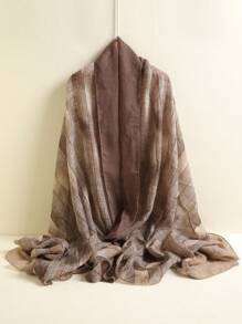 經典優雅棕色時尚圍巾，適用於日常休閒穿著 - 彩色 - 查看 3