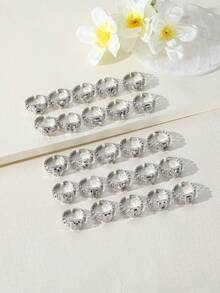 1 Pc Gorgeous And Exquisite Rhinestone 26 Letter Ring Adjustable Women's Daily Life - Silver - View 5