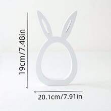1pc Wooden Easter Bunny Ornament, Cute Rabbit Figurine Decor, European And American Style Home Decoration, White - White - View 3