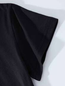 男童标语印花短袖T恤 - 黑色 - 查看 3