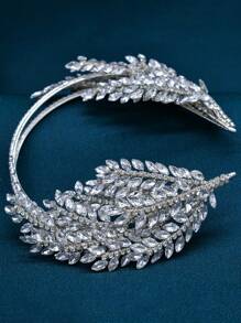 1pc Bridal Tiara Decorated With Rhinestones - Silver - View 2
