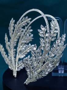 1pc Bridal Tiara Decorated With Rhinestones - Silver - View 1