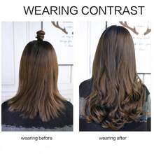 合成材質大波浪V型夾片人髮，可用於高加索人的無縫夾片式擴髮，配有4張卡片，可選擇16/20/24/28英寸，顏色為黑色和棕色 - Light Brown - 查看 3