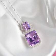 JOLEE 女士項鍊,s925銀,流行的紫色水晶寶石吊墜,配有彩色寶石,是送給女孩的珠寶禮物 - 紫色 - 查看 3