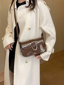 時尚pu皮革肩袋,時尚腋下袋,女士優雅手提袋和錢包 - 咖啡棕 - 查看 5