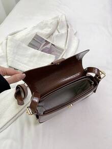時尚pu皮革肩袋,時尚腋下袋,女士優雅手提袋和錢包 - 咖啡棕 - 查看 4