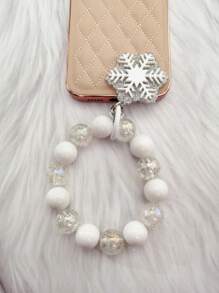 1個帶毛球,珠鏈,短且便攜式的手機,包,鑰匙掛飾,適用於手機殼的珠子diy掛墜 - 白色+透明 - 查看 1