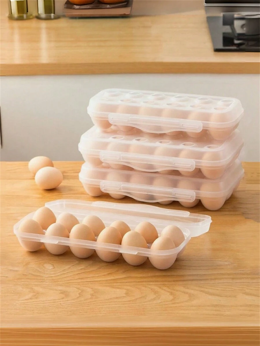 1pc Egg Storage Container, Keep Eggs Fresh, Prevent Eggs From Breaking, With Cover, Portable And Stackable, Suitable For Kitchen, Restaurant, Picnic And Camping, 12/18 Grids, Suitable For Chicken/Duck Eggs, Home Decoration, Christmas Gifts, Home Gifts, Room Decoration - Clear - View 1